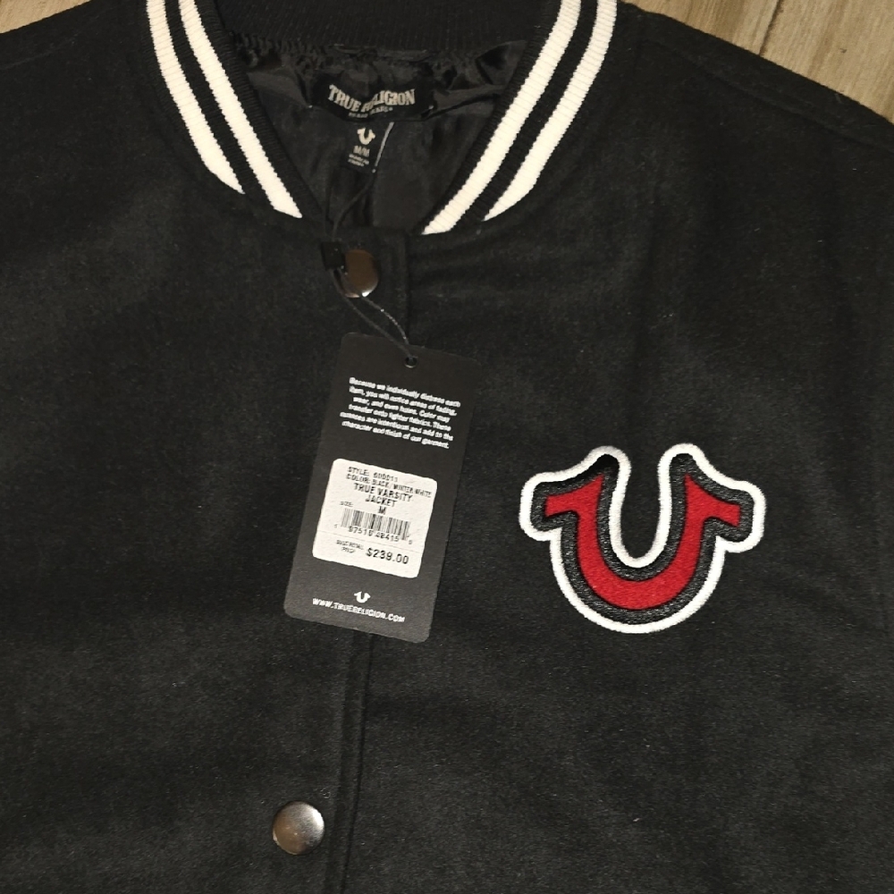 True Religion Black and White Varsity Jacket - Picture 3 of 8